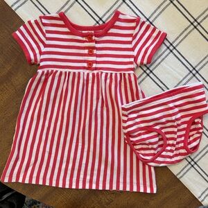 Hanna Andersson 18-24 Month Red and White Stripe Dress with Bloomers